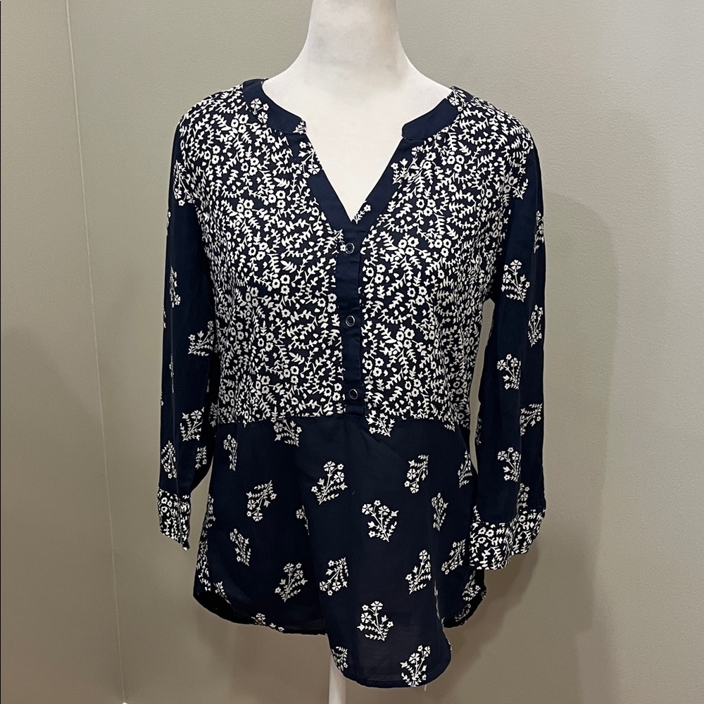 Lucky Brand Blue White Floral Blouse